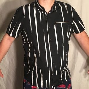 Black and White Striped Men's Shirt